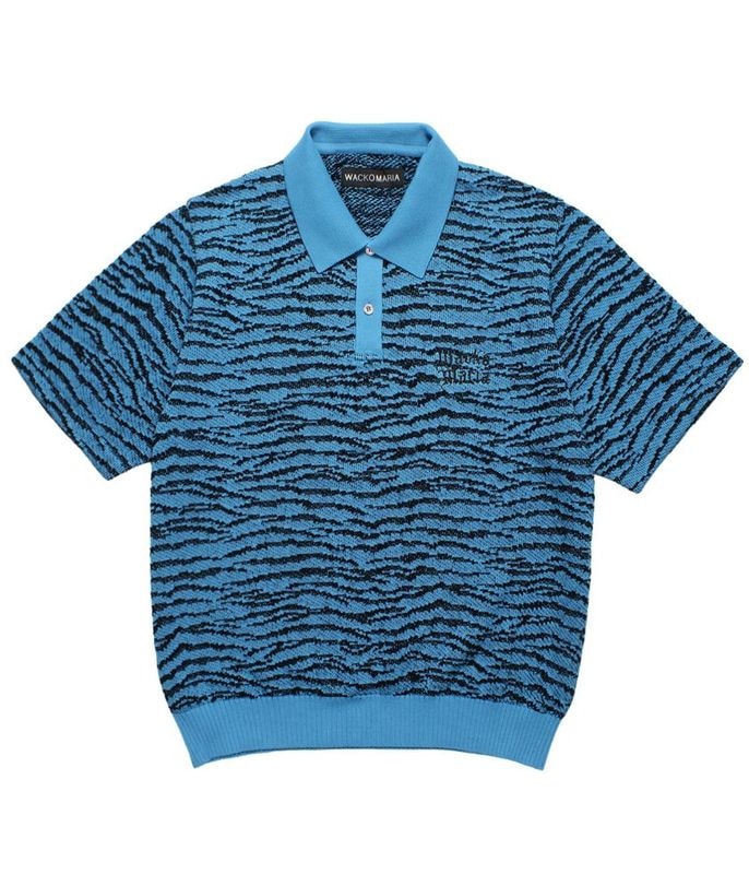 TIGER JACQUARD KNIT POLO SHIRT【BLUE】