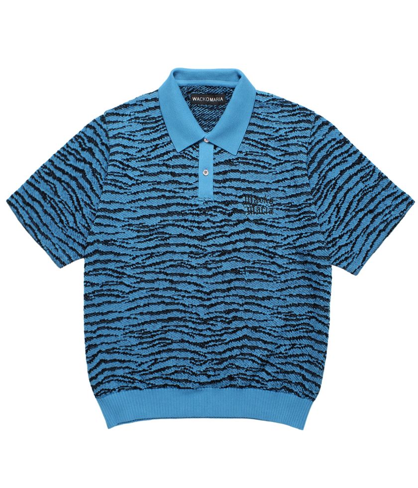 TIGER JACQUARD KNIT POLO SHIRT【BLUE】