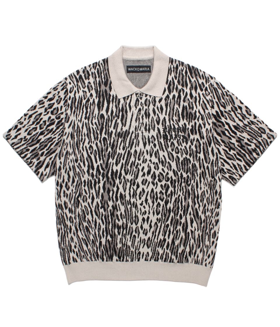 LEOPARD JACQUARD KNIT POLO SHIRT (TYPE-1)【IVORY】