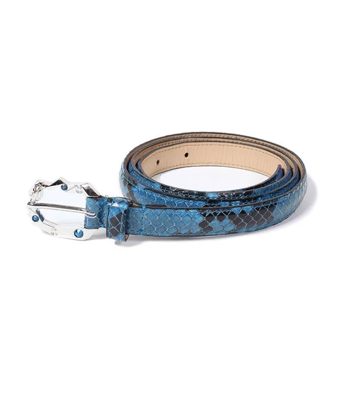 WOLF'S HEAD / PYTHON LEATHER BELT (TYPE-1) 【BLUE】