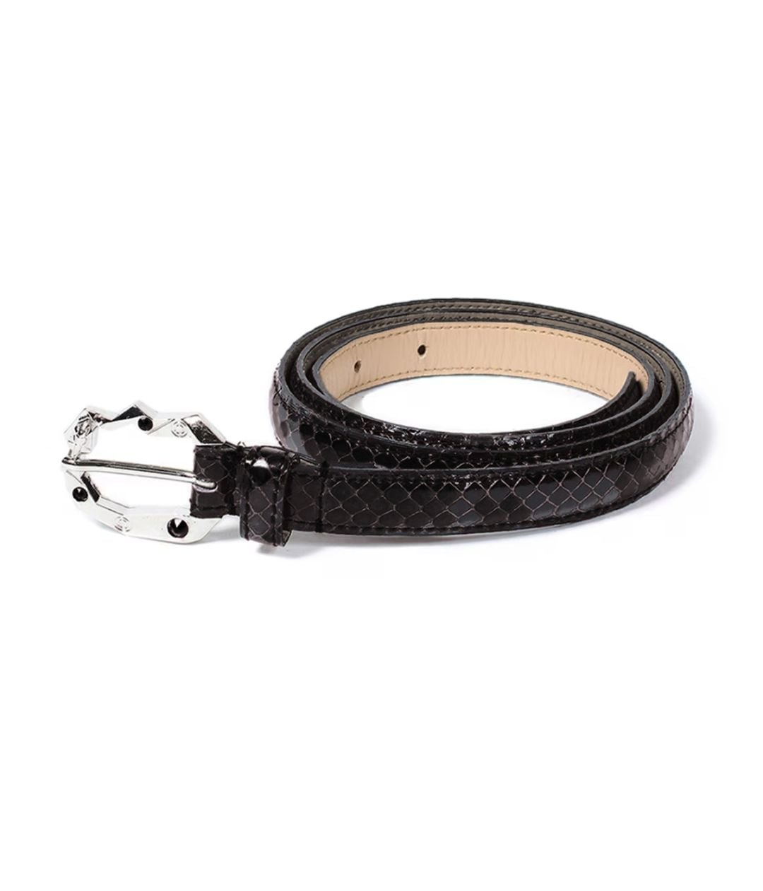 WOLF'S HEAD / PYTHON LEATHER BELT (TYPE-1) 【BLACK】｜WACKO MARIA