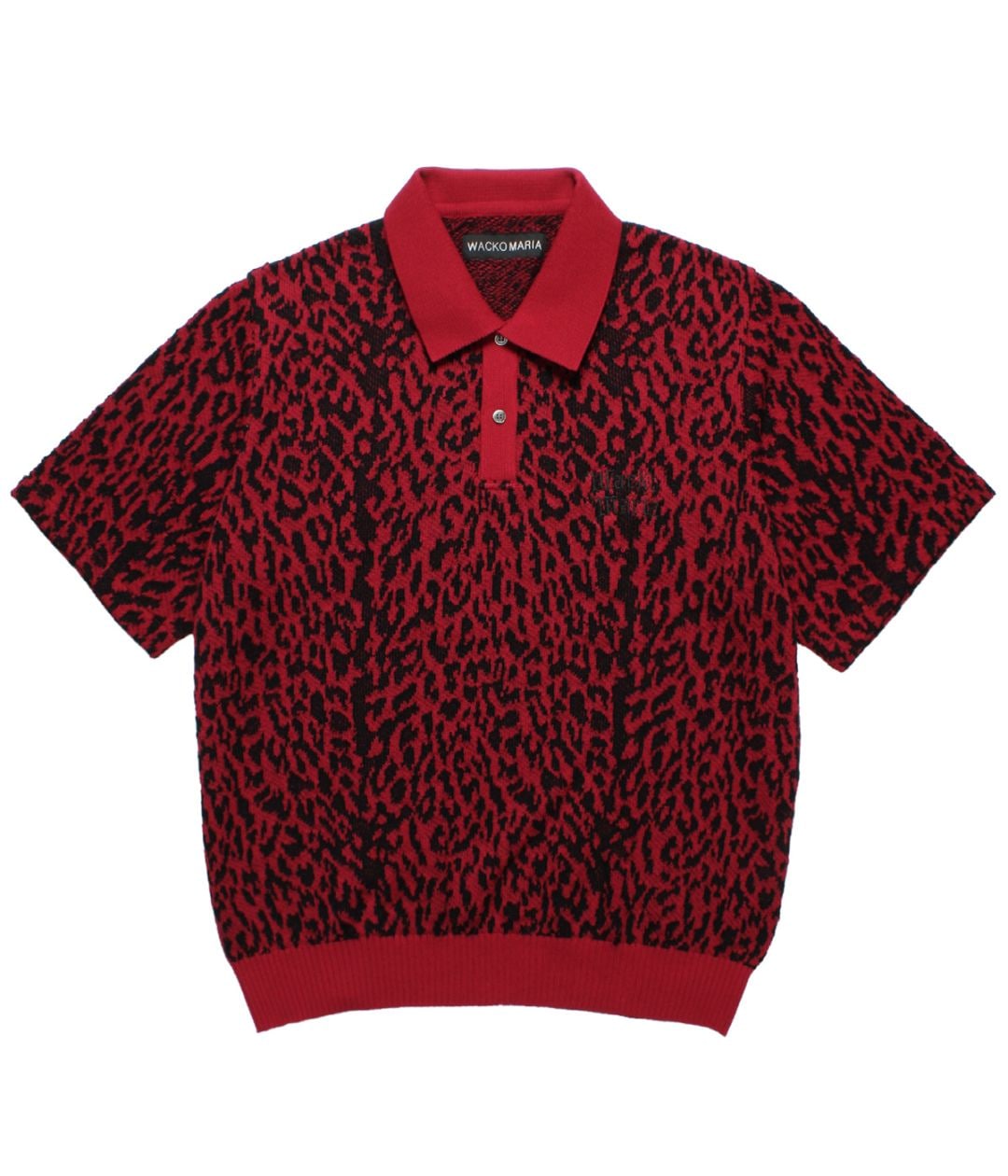 LEOPARD JACQUARD KNIT POLO SHIRT (TYPE-2)【RED】｜WACKO MARIA