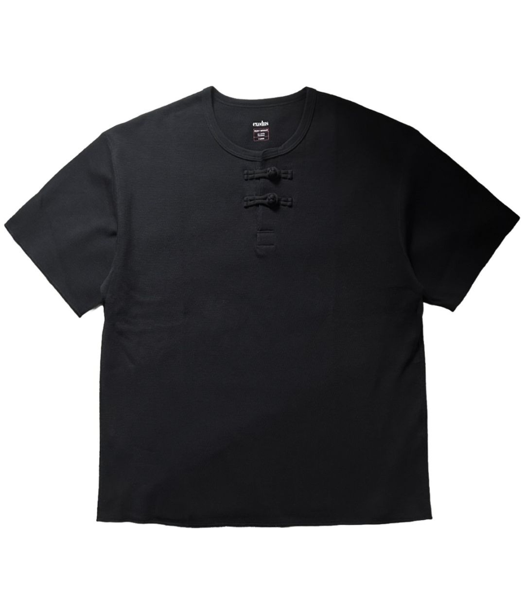 HONEYCOMB ORIENTAL S/S HENRY NECK【BLACK】｜exodus brand™｜MELTING