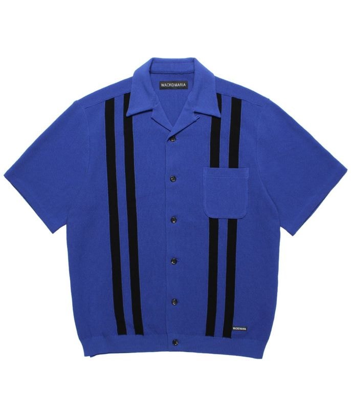 KNIT OPEN COLLAR SHIRT (TYPE-1)【BLUE】