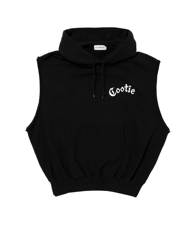 Venice Sweat Cut-Off Sleeve Hoodie【BLACK】