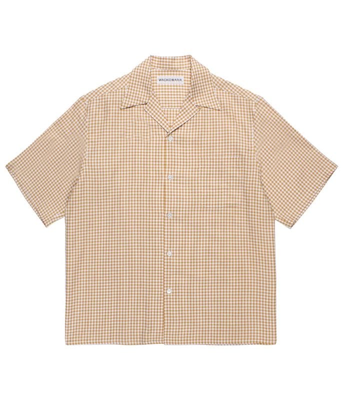 BEZ TEKSTIL / GINGHAM CHECK OPEN COLLAR SHIRT【YELLOW】