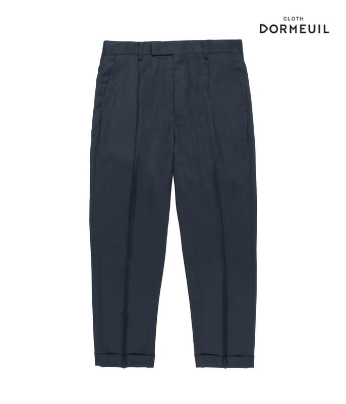 DORMEUIL / PLEATED TROUSERS (TYPE-1)【NAVY】