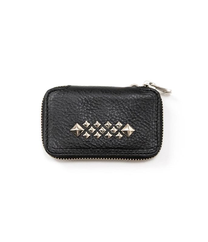 STUDS LEATHER COIN CASE【BLACK】