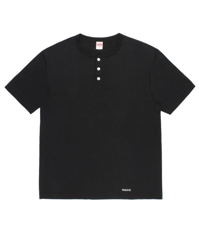 HEALTHKNIT / HENRY NECK T-SHIRT【BLACK】