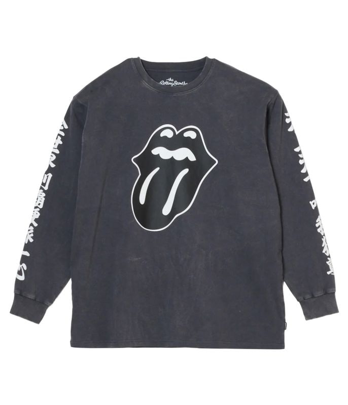 Rolling stones rip&tongue pigment L/S tee【BLACK】