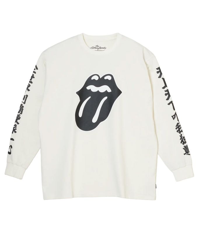 Rolling stones rip&tongue pigment L/S tee【WHITE】