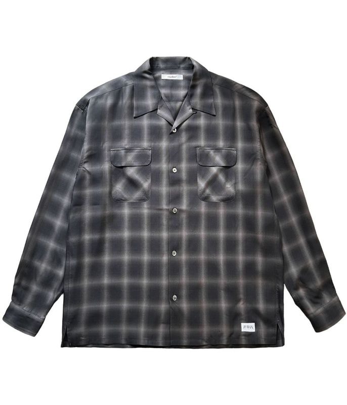 RAYON OMBRE CHECK L/S SHIRT【BLACK】
