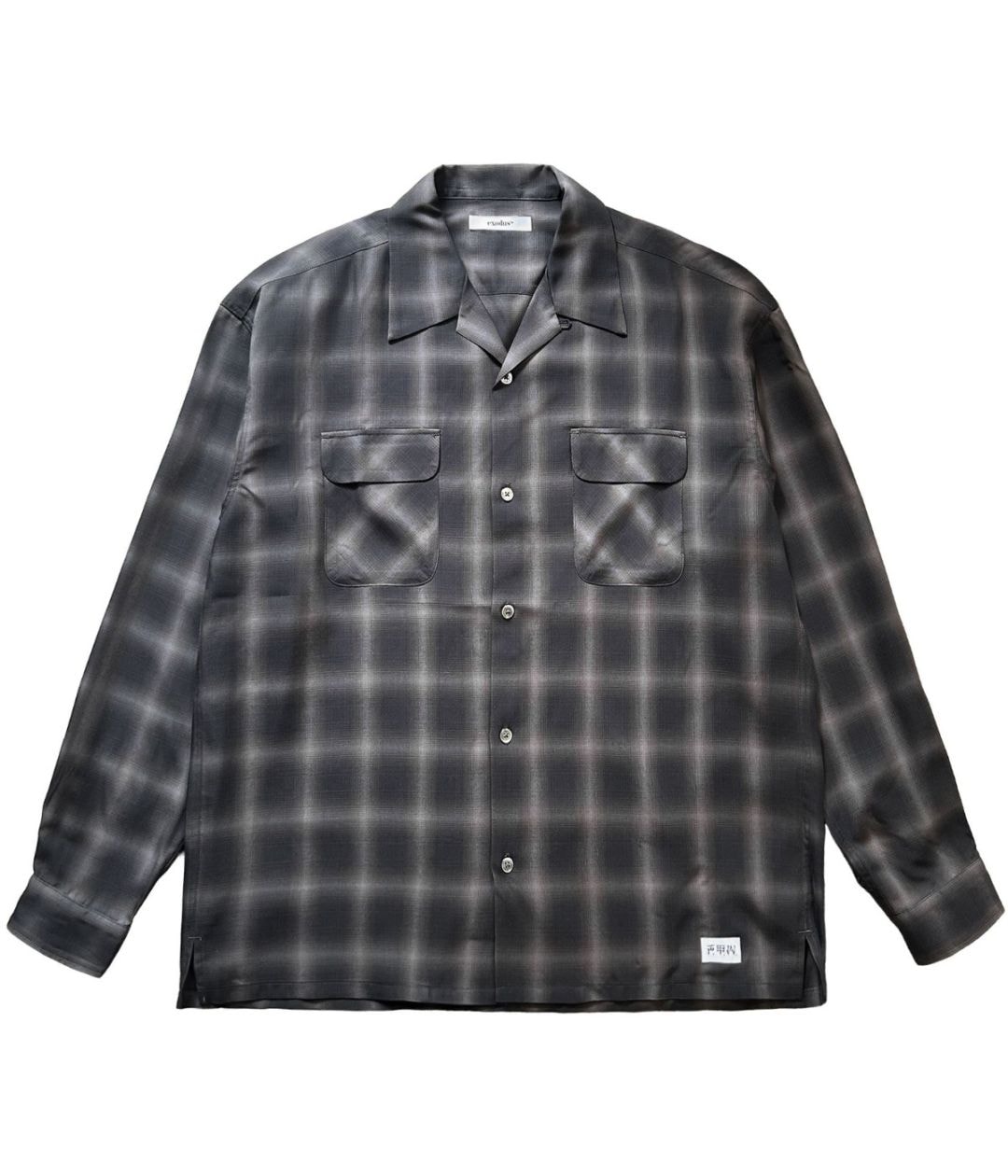 RAYON OMBRE CHECK L/S SHIRT【BLACK】