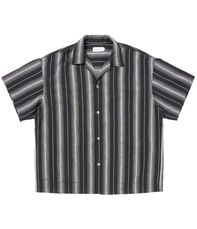 Dobby Chain Stripe S/S Cavana Shirt【BLACK】