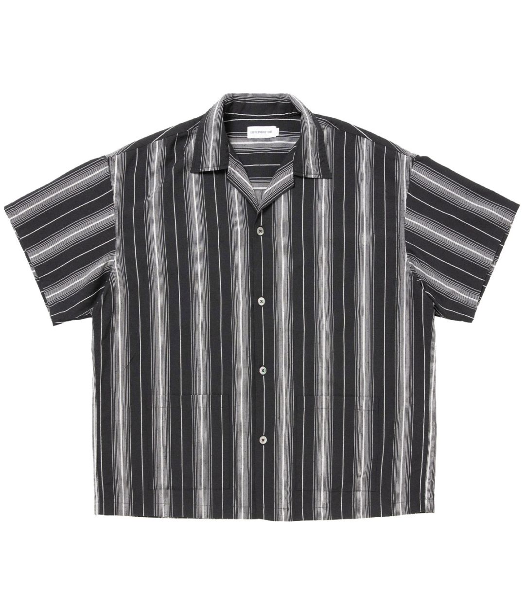 Dobby Chain Stripe S/S Cavana Shirt【BLACK】
