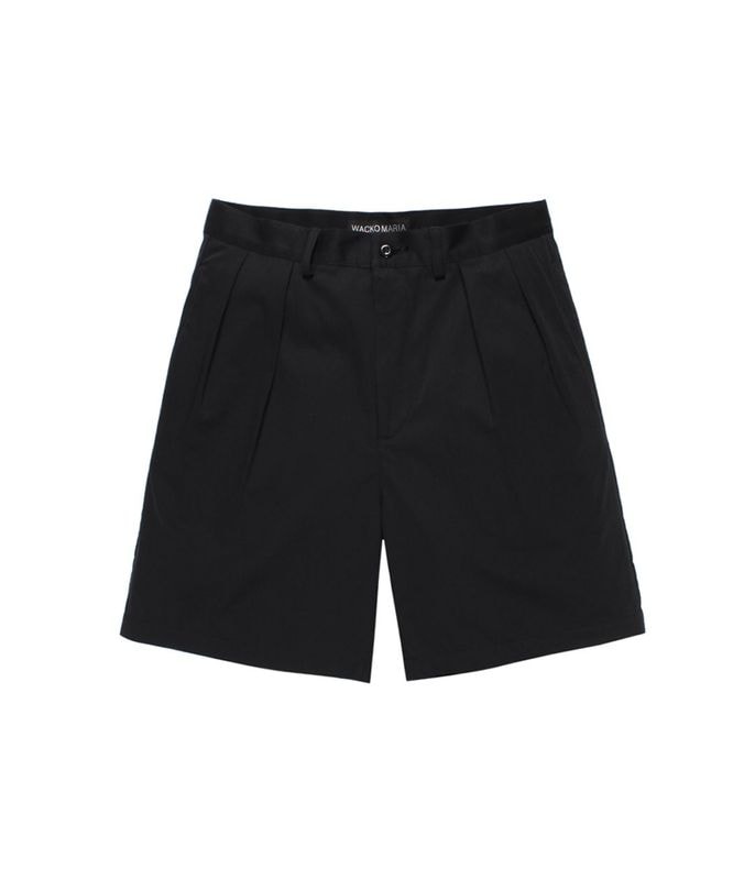 DOUBLE PLEATED CHINO SHORT TROUSERS【BLACK】