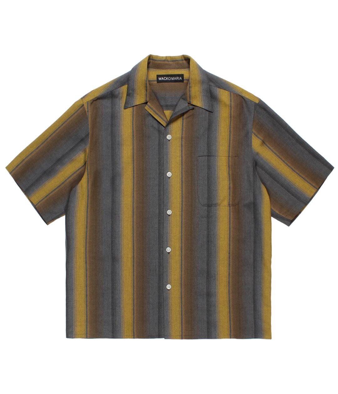 OMBRE STRIPED OPEN COLLAR SHIRT【YELLOW】