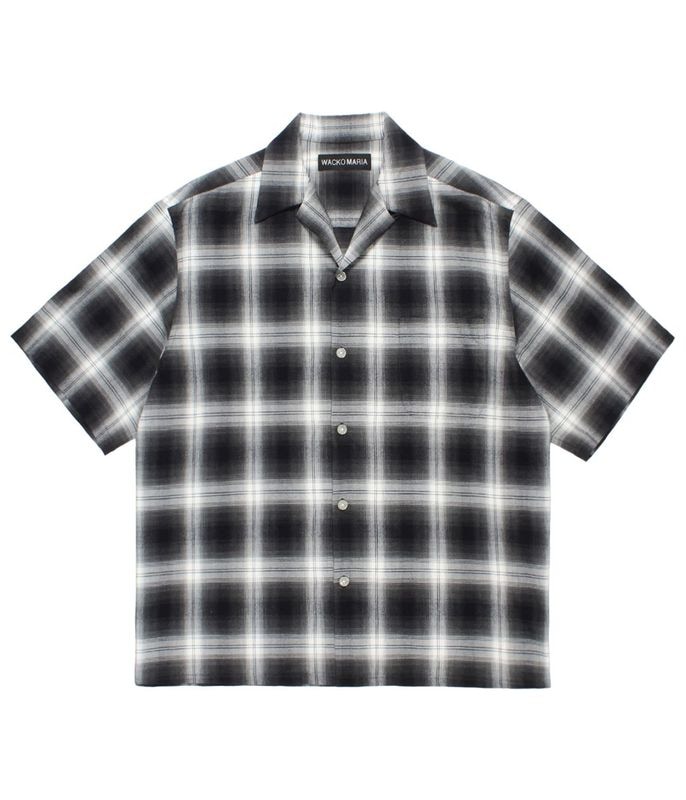 OMBRE CHECK OPEN COLLAR SHIRT (TYPE-2)【GRAY】
