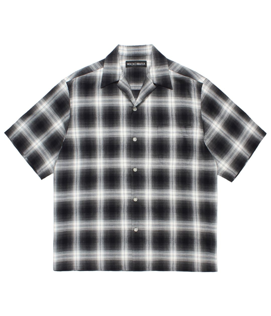 OMBRE CHECK OPEN COLLAR SHIRT (TYPE-2)【GRAY】
