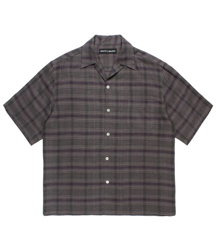 OMBRE CHECK OPEN COLLAR SHIRT (TYPE-2)【GRAY】