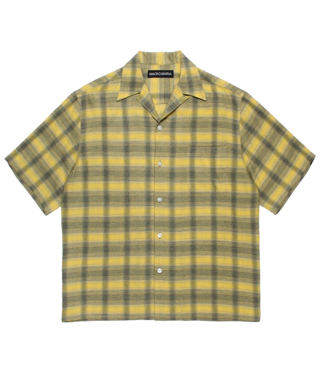 OMBRE CHECK OPEN COLLAR SHIRT (TYPE-2)【YELLOW】｜WACKO MARIA
