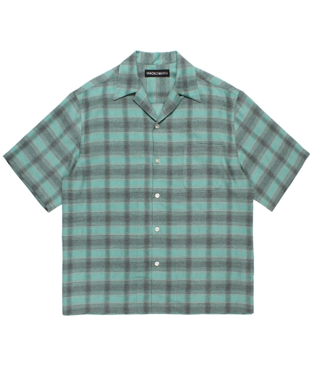OMBRE CHECK OPEN COLLAR SHIRT (TYPE-2)【GREEN】