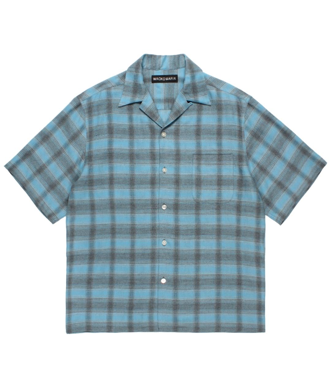 OMBRE CHECK OPEN COLLAR SHIRT (TYPE-2)【BLUE】｜WACKO MARIA