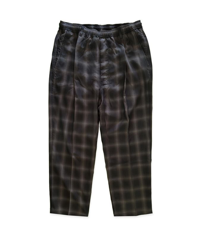 RAYON OMBRE CHECK EASY PANTS【BLACK】