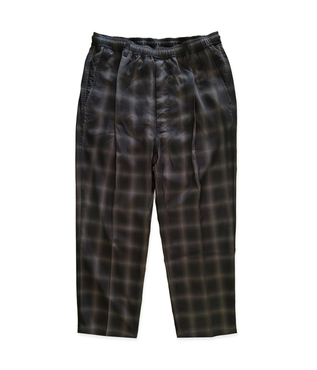RAYON OMBRE CHECK EASY PANTS【BLACK】