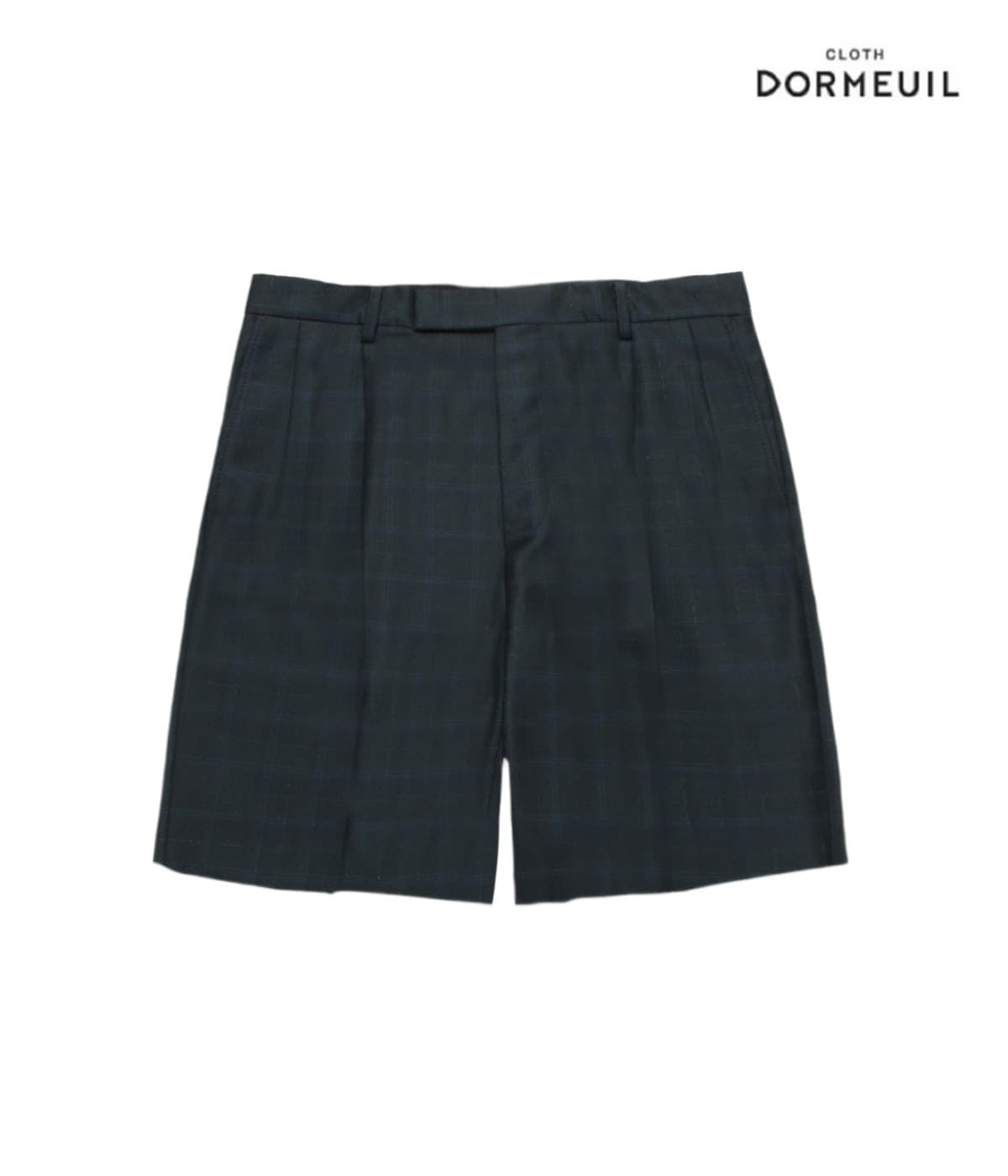 DORMEUIL / CHECK DOUBLE PLEATED SHORT TROUSERS (TYPE-9)【D-GREEN