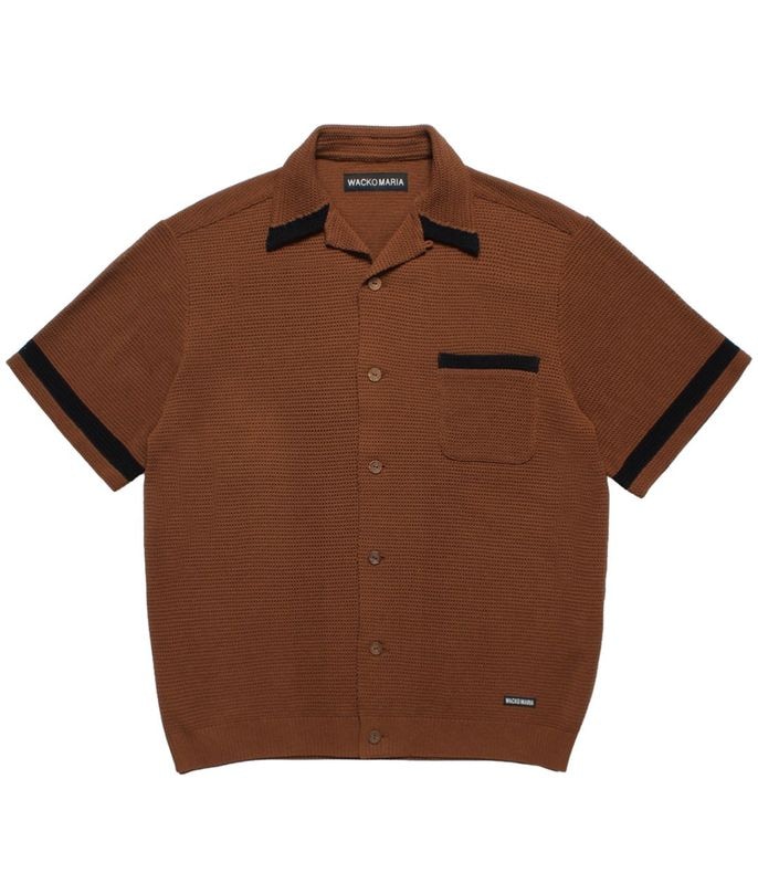 KNIT OPEN COLLAR SHIRT (TYPE-2)【BROWN】
