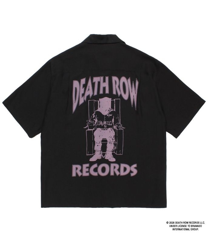 DEATH ROW RECORDS / 50'S OPEN COLLAR SHIRT【BLACK-PURPLE】