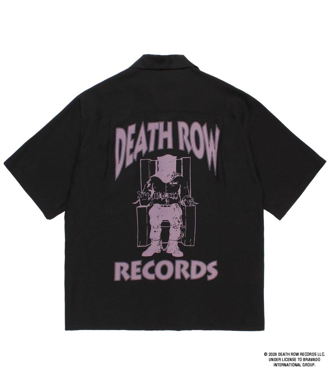 DEATH ROW RECORDS / 50'S OPEN COLLAR SHIRT【BLACK-PURPLE】｜WACKO