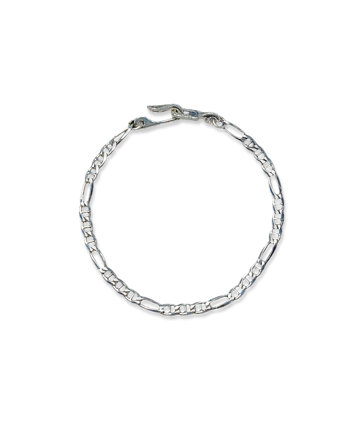 Stud Link Figaro Narrow Chain Bracelet【SILVER950】