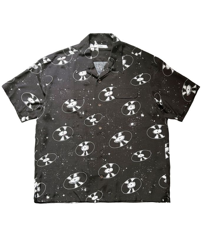 SPACE VINYL RECORD HAWAIIAN SHIRT【D BROWN】