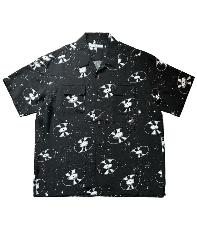 SPACE VINYL RECORD HAWAIIAN SHIRT【BLACK】