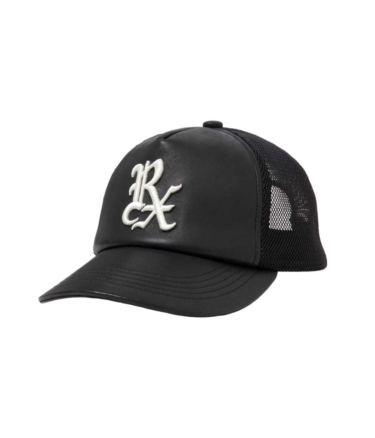 Sheep Leather 5 Panel Mesh Cap【BLACK】