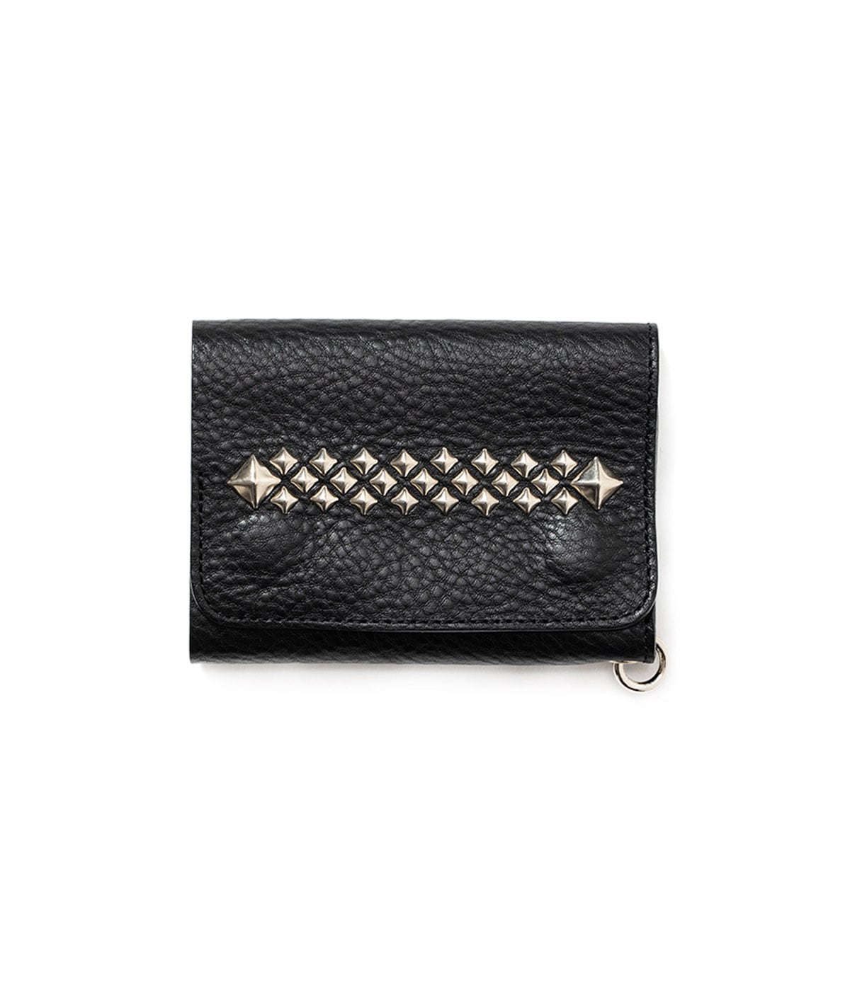 STUDS LEATHER FLAP HALF WALLET【BLACK】