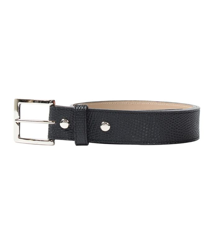 EMBOSSED LEATHER BELT (LIZARD EMBOSSED)【BLACK】