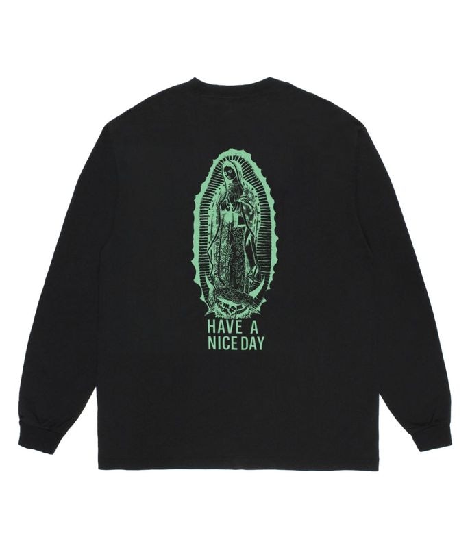 WASHED HEAVY WEIGHT LONG SLEEVE T-SHIRT (TYPE-2)【BLACK-GREEN】