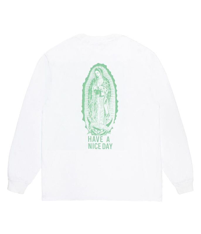 WASHED HEAVY WEIGHT LONG SLEEVE T-SHIRT (TYPE-2)【WHITE-GREEN】