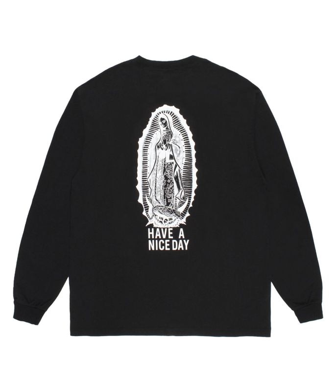 WASHED HEAVY WEIGHT LONG SLEEVE T-SHIRT (TYPE-1)【BLACK-WHITE】