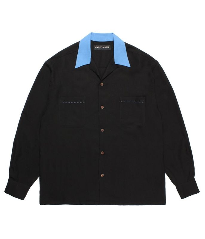 SWITCHING 50'S OPEN COLLAR SHIRT【BLUE】