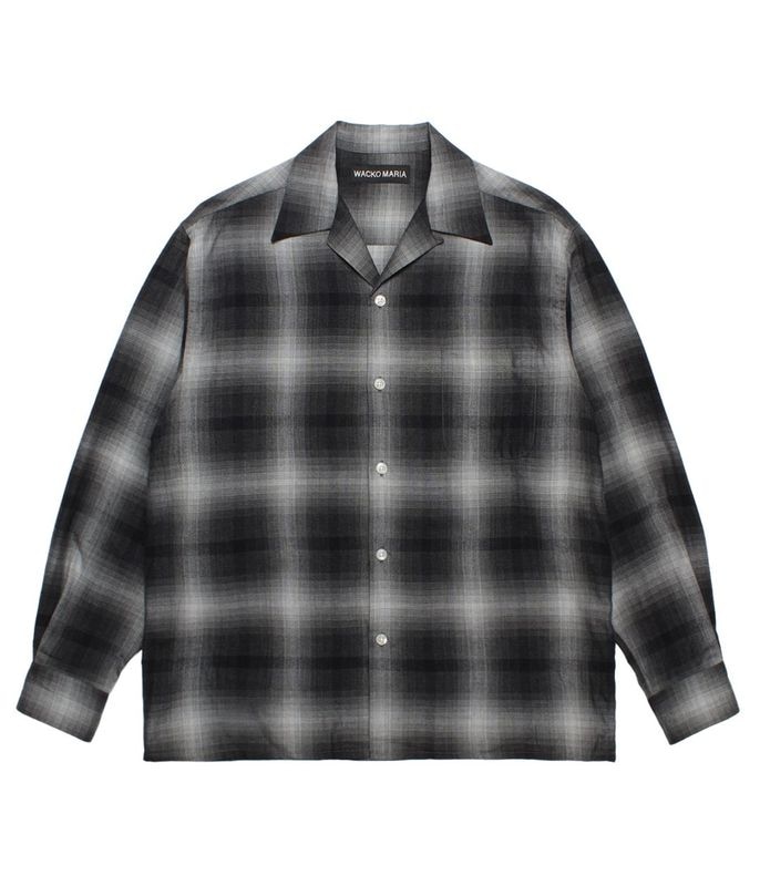 OMBRE CHECK OPEN COLLAR SHIRT L/S【GRAY】