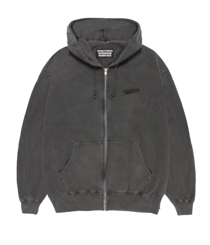 WASHED HEAVY WEIGHT ZIP UP HOODED SWEAT SHIRT【GRAY】