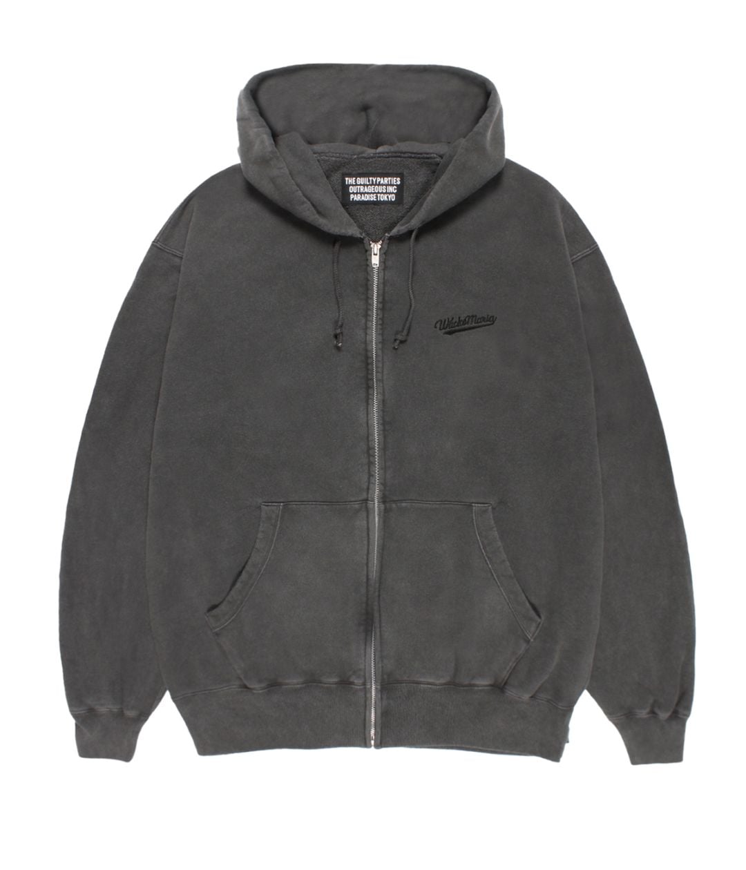 WASHED HEAVY WEIGHT ZIP UP HOODED SWEAT SHIRT【GRAY】｜WACKO MARIA