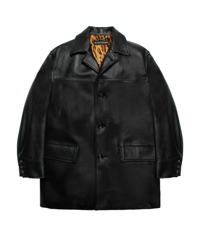 LEATHER CAR COAT (TYPE-2)【BLACK】