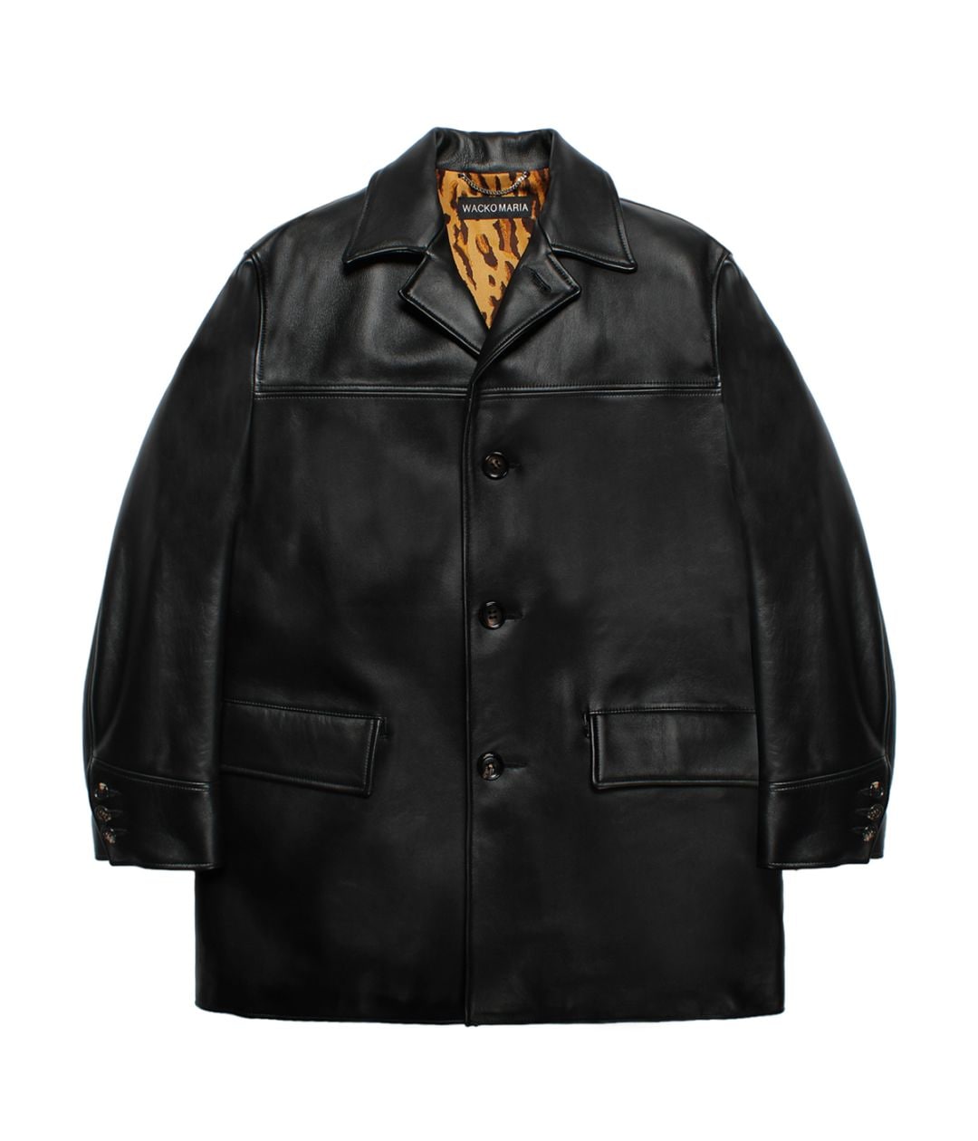 LEATHER CAR COAT (TYPE-2)【BLACK】