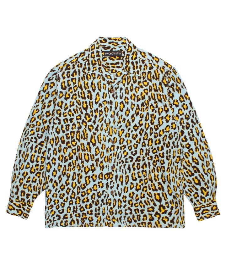 LEOPARD OPEN COLLAR SHIRT【BLUE】