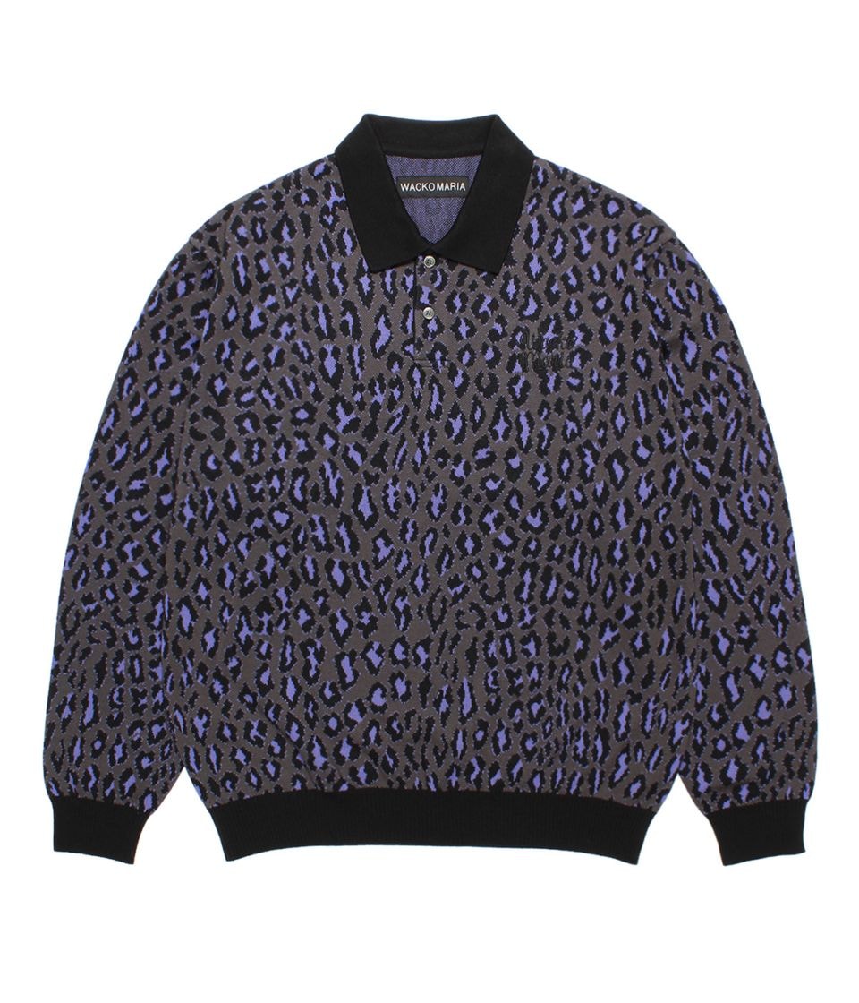 LEOPARD JACQUARD KNIT POLO SHIRT【CHARCOAL】｜WACKO MARIA｜MELTING
